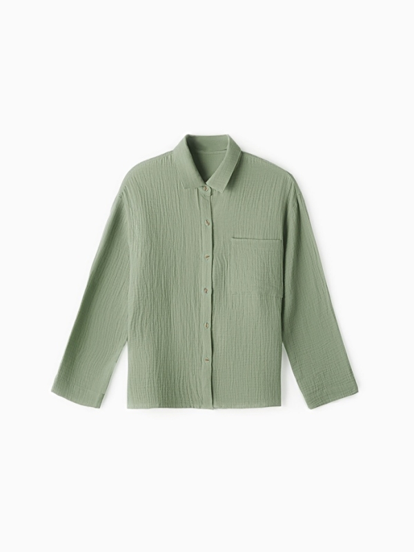 Рубашка из муслина для девочек KAFTAN рост 164, зеленый