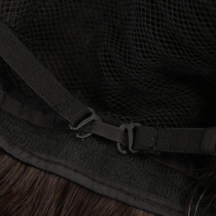 Парик искусственный, с чёлкой, имитация кожи, 30 см, цвет каштановый