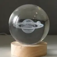 Сувенир стекло подсветка "Солнечная система" d=8 см подставка дерево, USB 8х8х9,5 см