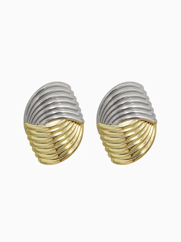 Серьги металл "Тренд" плетение, цвет золото с серебром