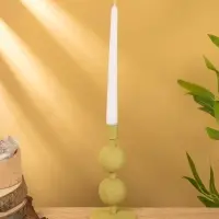 Подсвечник на 1 свечу текстурный "Оливковый" с 2 сферами 8,5х8,5х18 см