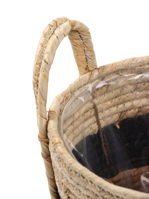 Набор кашпо "Инга" синяя полоса, 20,5х25/25,5х28/27х33см