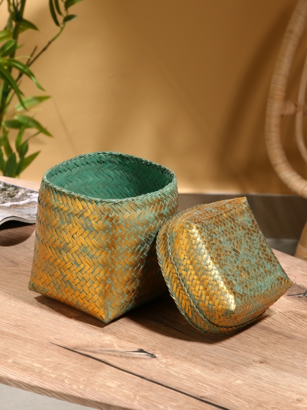 Корзинка плетеная "Голден" 16х16х23 см, голубой