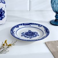 Тарелка &laquo;Цветы&raquo;, плоская, D=20 см, гжель