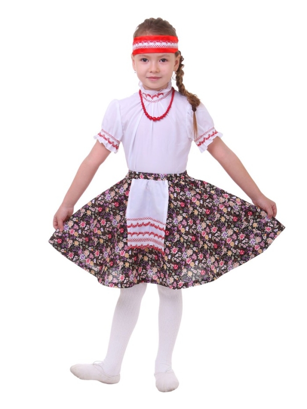 Юбка в цветочек с фартуком", р-р 32