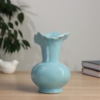 Керамическая ваза для цветов, сухоцветов &laquo;Изекил&raquo;, настольная, d-10 см, h-17 см, голубой