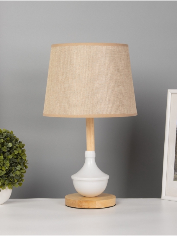 Лампа настольная BayerLux ЭКО "Тамара" 1х40Вт Е27 коричневый/белый. 26х26х44см