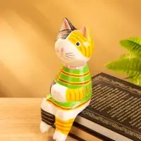 Сувенир дерево "Кошка сидящая" цв. жёлтый, 6х6х15 см