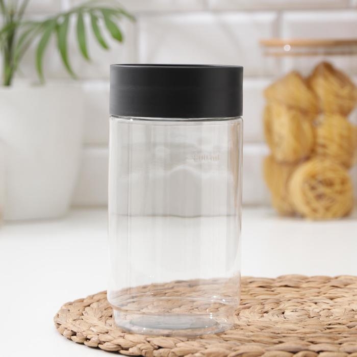 Ёмкость для сыпучих продуктов Asti, 1 л, прозрачный, крышка черная Ёмкость для сыпучих продуктов Asti, 1 л, прозрачный, крышка черная