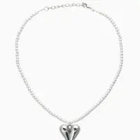 Чокер &laquo;Сердце&raquo; жемчужные бусины, цвет белый в серебре, 33 см + 5 см доп, цепочка