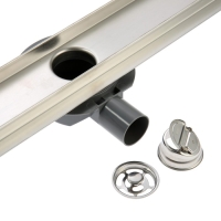 Трап ZEIN engr, c флaнцeм свободного вращ 360&deg;, 7*90 см, d=40/50 мм, нерж сталь, сатин