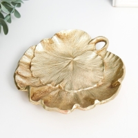 Тарелка декоративная полистоун "Листья" золото 1,5х13х12 см