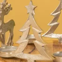 Подсвечник на 4 свечи "Рождество" алюминий, дерево 29,5х29,5х19 см