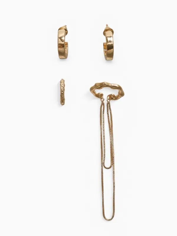 Набор серьги и каффы 4 шт. "Минимализм" водопад, цвет золото