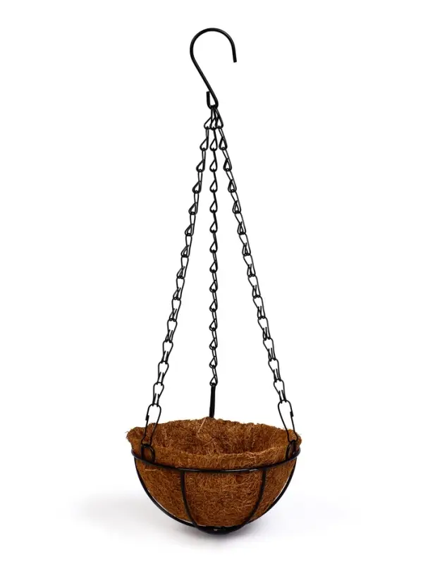 Кашпо подвесное d=15 см, с кокосовым вкладышем "Полусфера"