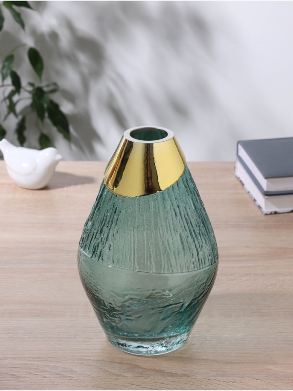 Ваза стекло настольная "Кэли стиль" классик, d-5см, h-20х12 см, зелёный
