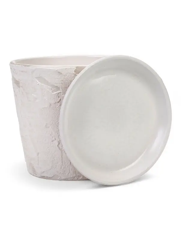 Горшок цветочный с поддоном 2,6 л, d18/h16 см белый керамика, "Венера" (М)