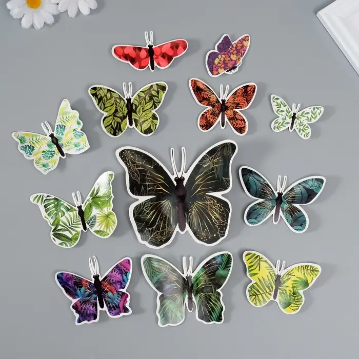 Набор магнитов на холодильник &laquo;Листья&raquo;, 12 шт., картон, h=4-10 см