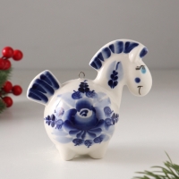 Ёлочный фарфоровый шар "Лошадь Русская" /авторская роспись/,  11 см