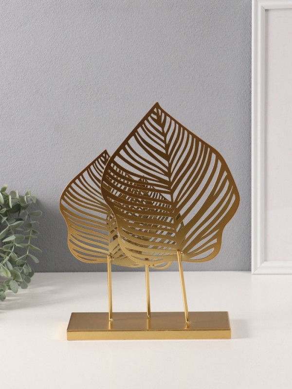 Сувенир металл "Листья Монстеры" синий 8х25х31 см