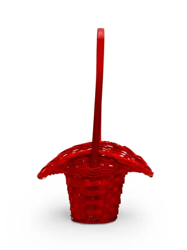 Корзина плетеная 21 х 18 х 14 см, ручка h=15 см, красный "шляпа"