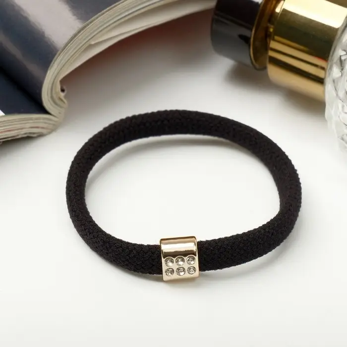 Резинка для волос "Палермо" квадрат,  6 см, чёрный