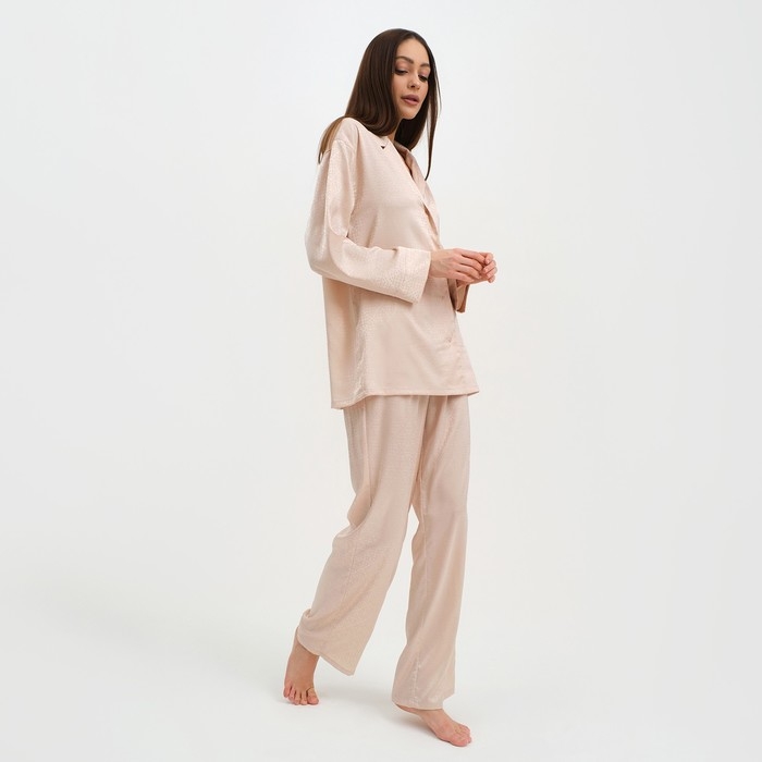 Пижама женская (рубашка и брюки) KAFTAN Пижама женская (рубашка и брюки) KAFTAN "Треугольники" цвет молочный, размер 44-46