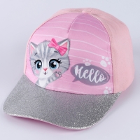 Кепка детская для девочки Hello, котик, р-р. 52-54, 5-7 лет Кепка детская для девочки Hello, котик, р-р. 52-54, 5-7 лет