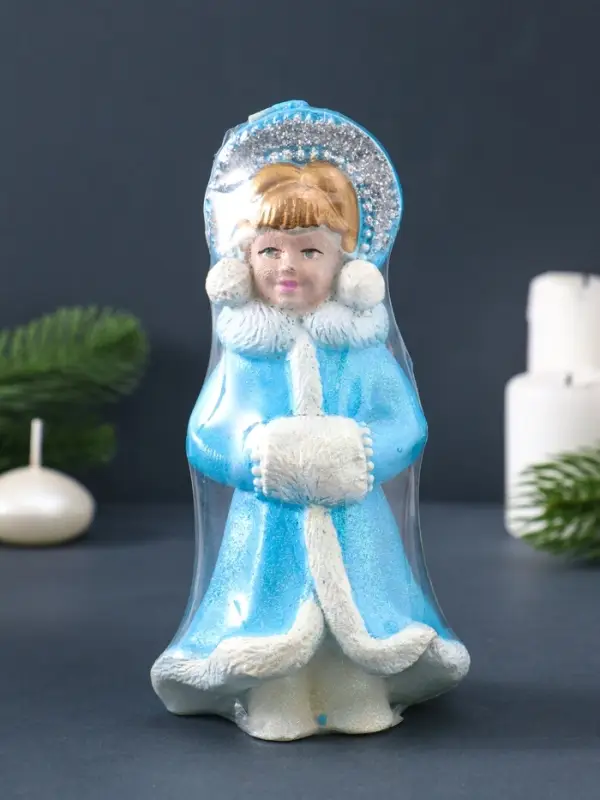 Свеча фигурная "Снегурочка" 8х7,5х15,5 см, цв. голубой