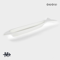 Блюдо фарфоровое Magistro &laquo;Рыбка&raquo;, 35&times;7,5&times;2,5 см, цвет белый