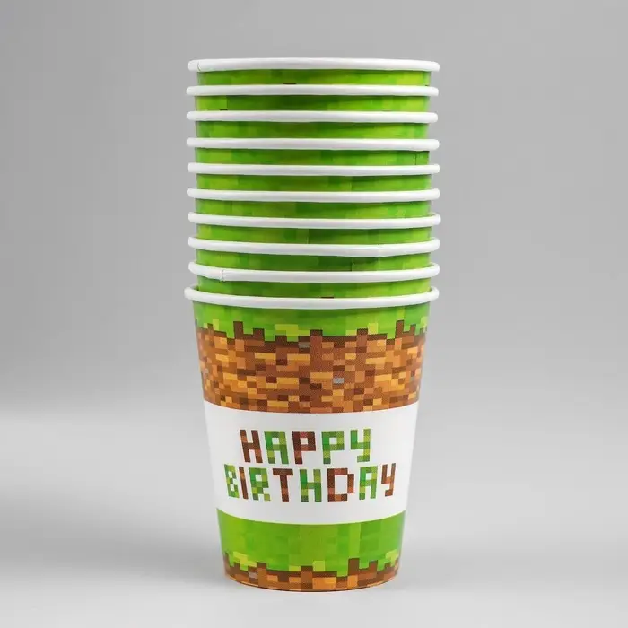 Стакан одноразовый бумажный Happy birthday, 250 мл