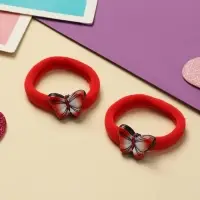 Резинка для волос "Нежность" (набор 2 шт) бабочка, 4 см, красный