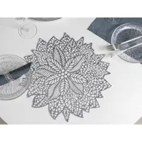 Салфетка сервировочная на стол &laquo;Венеция&raquo;, d=38 см, цвет серебряный