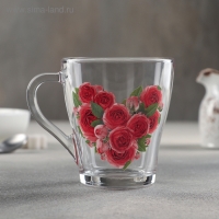 Кружка стеклянная &laquo;Цветочное сердце&raquo;, 250 мл, рисунок МИКС