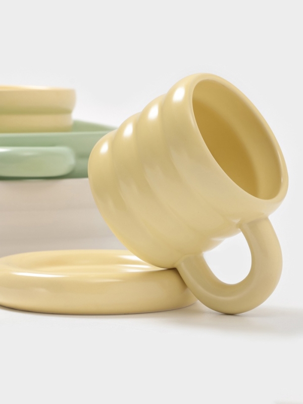 Чайная пара Доляна &laquo;Зефир&raquo;, 350 мл, керамика, зелёная