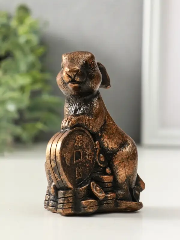 Фигура "Заяц на деньгах", высота 10 см, цвет винтажная бронза