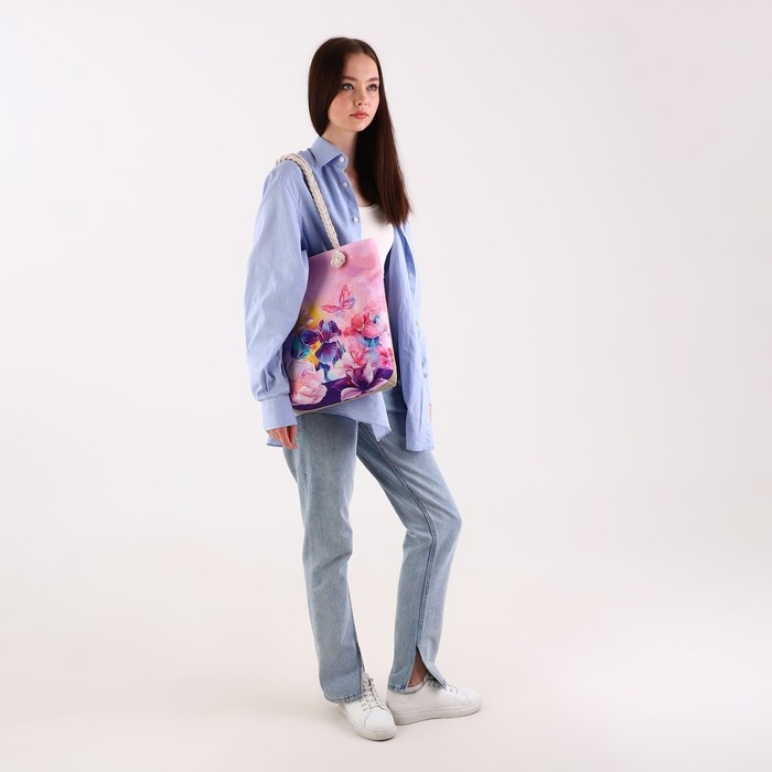 Сумка женская пляжная Сумка женская пляжная "Цветы", 35х40 см