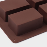 Форма для выпечки Доляна &laquo;Прямоугольник&raquo;, силикон, 21,5&times;15,3&times;3,7 см, 4 ячейки (7,7&times;4,8 см), коричневый