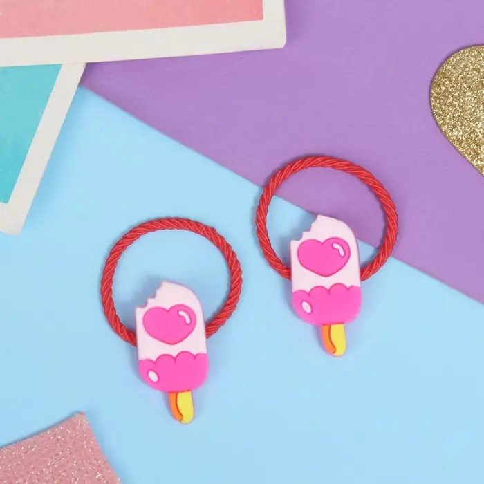Резинка для волос "Крошка" (набор 2 шт) мороженое, розовый
