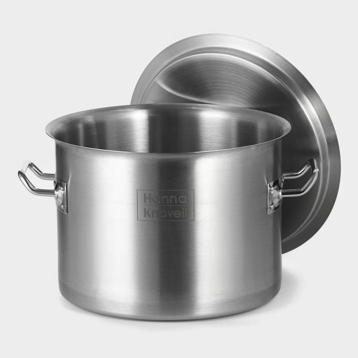 Кастрюля из нержавеющей стали Hanna Kn&ouml;vell с крышкой, 10 л, d=25 см, h=18 см, толщина 0,8мм, дно ТРС, толщина дна 4,4 мм, 201 сталь, индукция