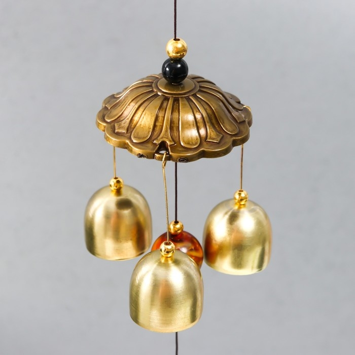 Музыка ветра металл "Ганеша в лотосе" 6 колокольчика 65 см