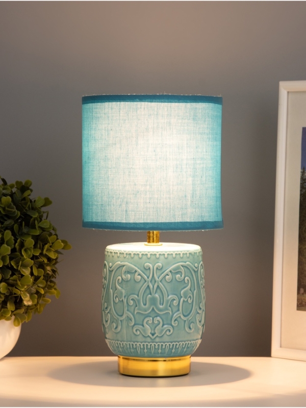 Лампа настольная "Юдзу" 1х40Вт Е14 голубой 15х15х30см