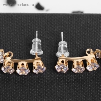 Серьги висячие со стразами &laquo;Капель&raquo; три нити, цвет белый в золоте, 14 см