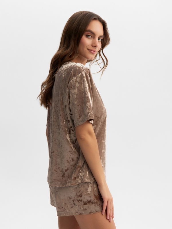 Комплект женский  (футболка и шорты) KAFTAN Velvet р. 40-42, кофейный