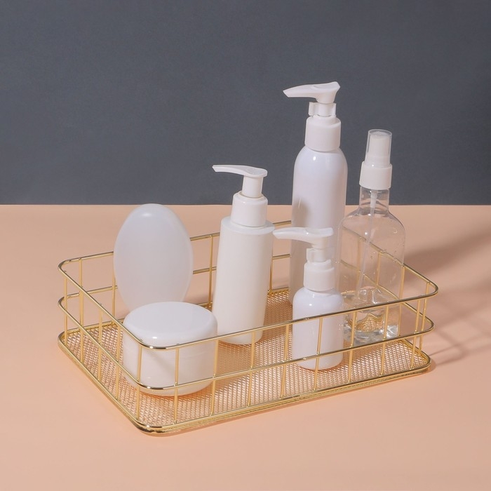 Органайзер для хранения косметических принадлежностей &laquo;РАФАЭЛЬ&raquo;, 24,5 &times; 16,5 &times; 6,5 см, цвет золотистый