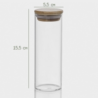 Банка стеклянная для хранения сыпучих продуктов &laquo;Эко&raquo;, 300 мл, 5,5&times;15,5 см, с бамбуковой крышкой