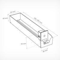 Пластиковый лоток для сигарет с интегрированным толкателем, сила толкания 3 ньютона, 285&times;64&times;50 мм