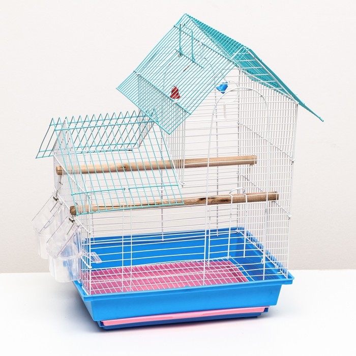 Клетка для птиц укомплектованная Bd-2/5h, 34 х 27 х 47 см, синяя