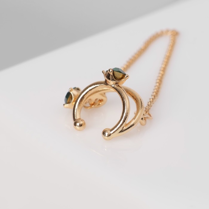 Серьга &laquo;Кафф&raquo; два кольца, цвет изумрудный в золоте