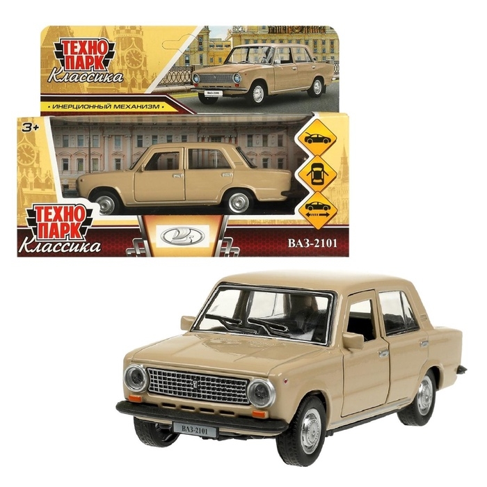 Машинка металлическая &laquo;ВАЗ-2101&raquo;, ретро - модель &laquo;Копейка&raquo;, открываются двери, багажник, инерция, 12 см, бежевый